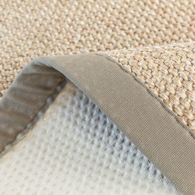 Lago Sisal 21 - Prachtig sisal vloerkleed in het zilvergrijs met taupe band
