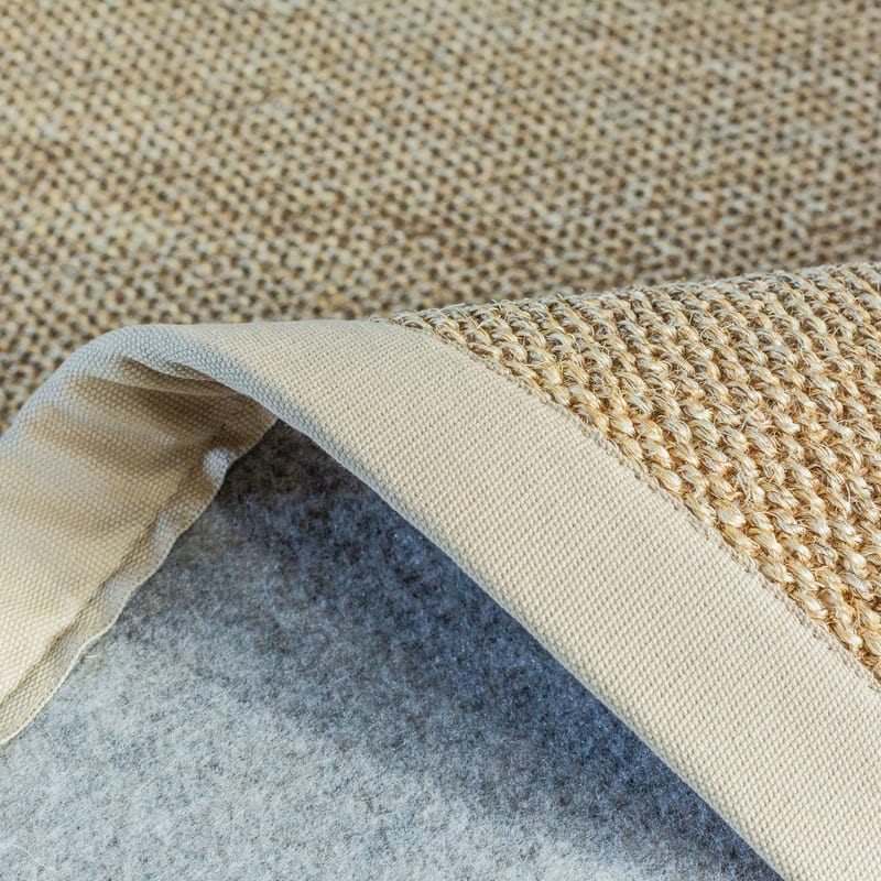 Luisa 13 - Uniek Sisal vloerkleed in Beige met crèmekleurige band
