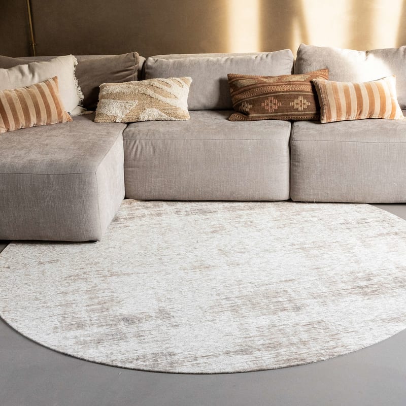 Réal 15 - Rond Vintage Vloerkleed beige