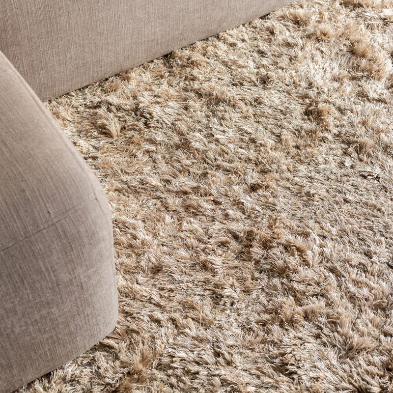 Dime 12- Rond Hoogpolig vloerkleed in Beige/Zand