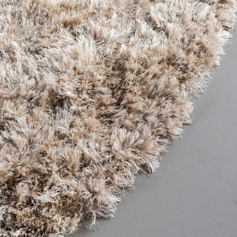 Dime 12- Rond Hoogpolig vloerkleed in Beige/Zand