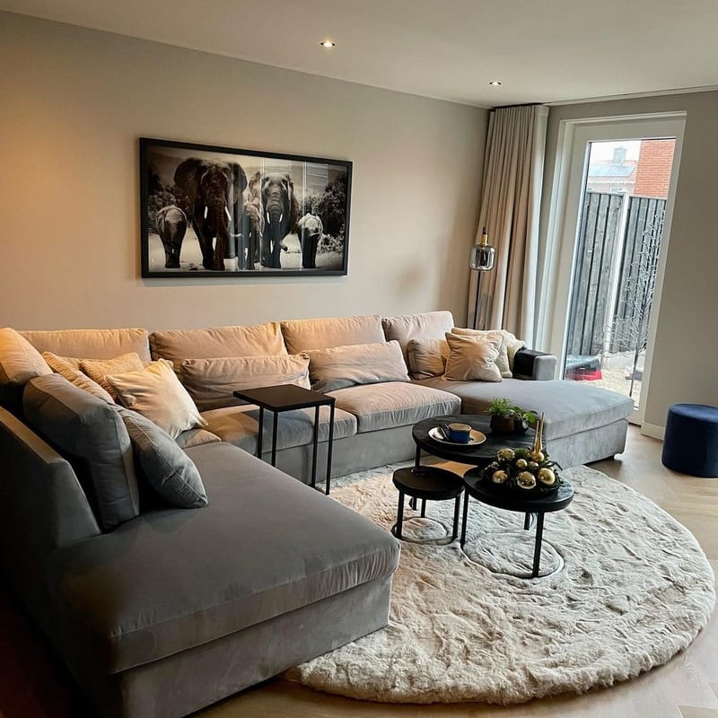 Hampton Ecru 10 - Rond hoogpolig vloerkleed