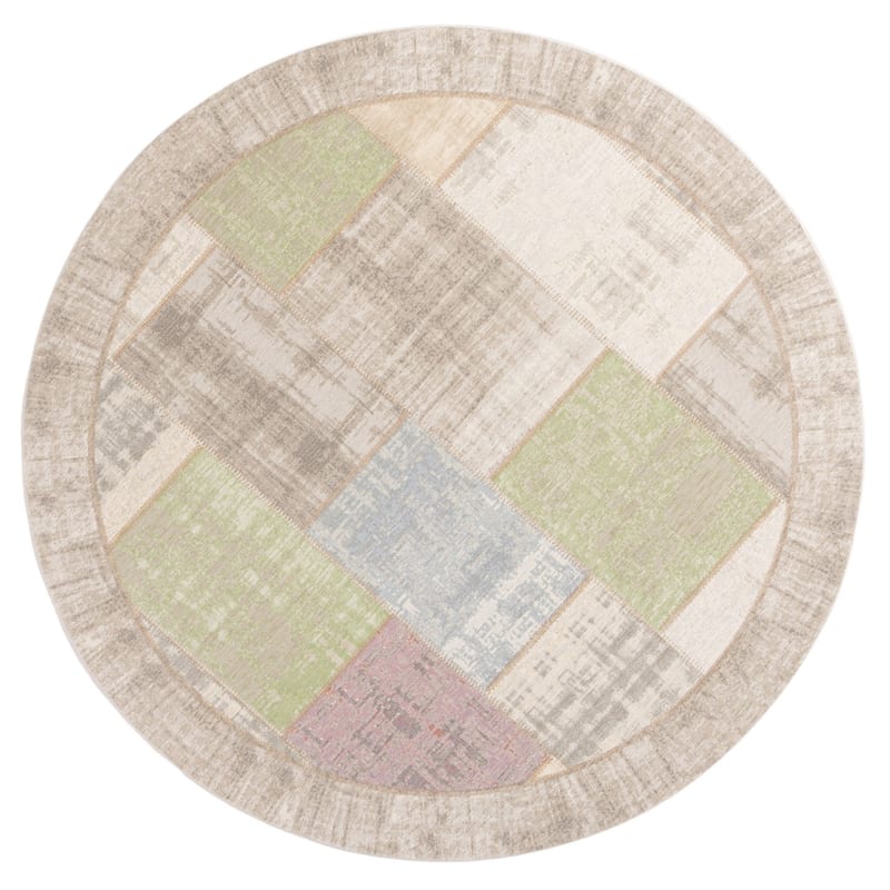 Enzo 92- Rond vintage vloerkleed mix pastel tinten