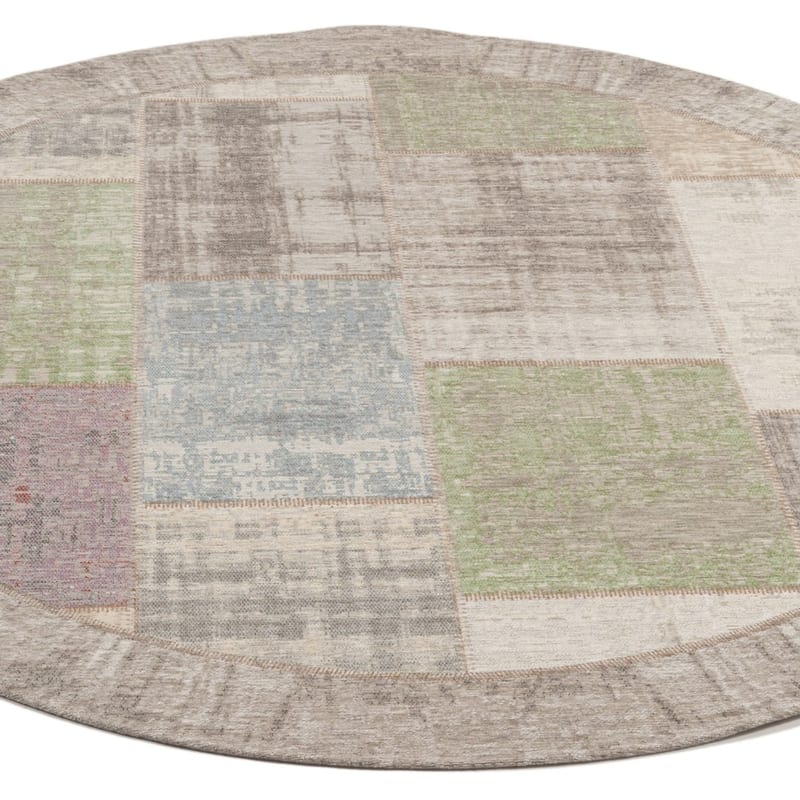Enzo 92- Rond vintage vloerkleed mix pastel tinten