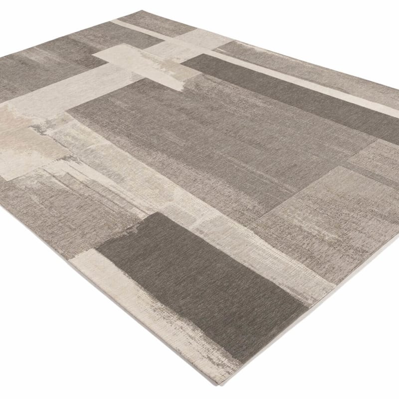 Taco 22 - Uniek vintage vloerkleed met Bruin en Grijze garen