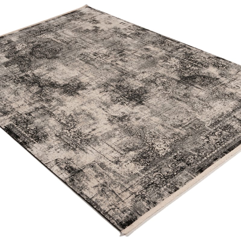 Safi 24 - Exclusief vintage tapijt in zwart en wit mix