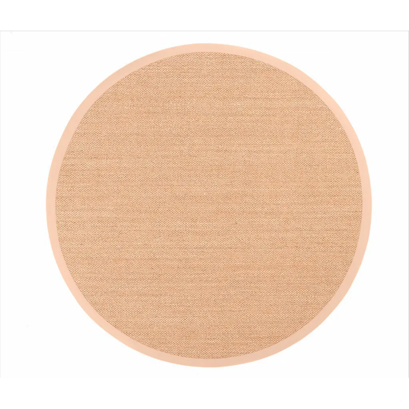 Luisa 13 - Uniek Sisal vloerkleed in Beige met crèmekleurige band in het rond