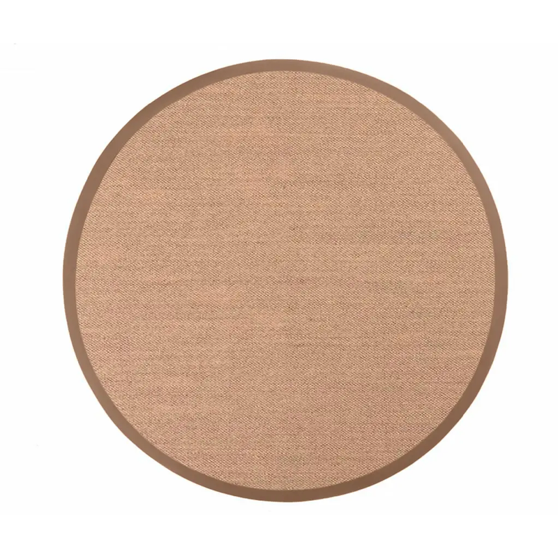 Luisa 22 - Uniek Sisal vloerkleed in Naturel Grijs met taupe band in het Rond