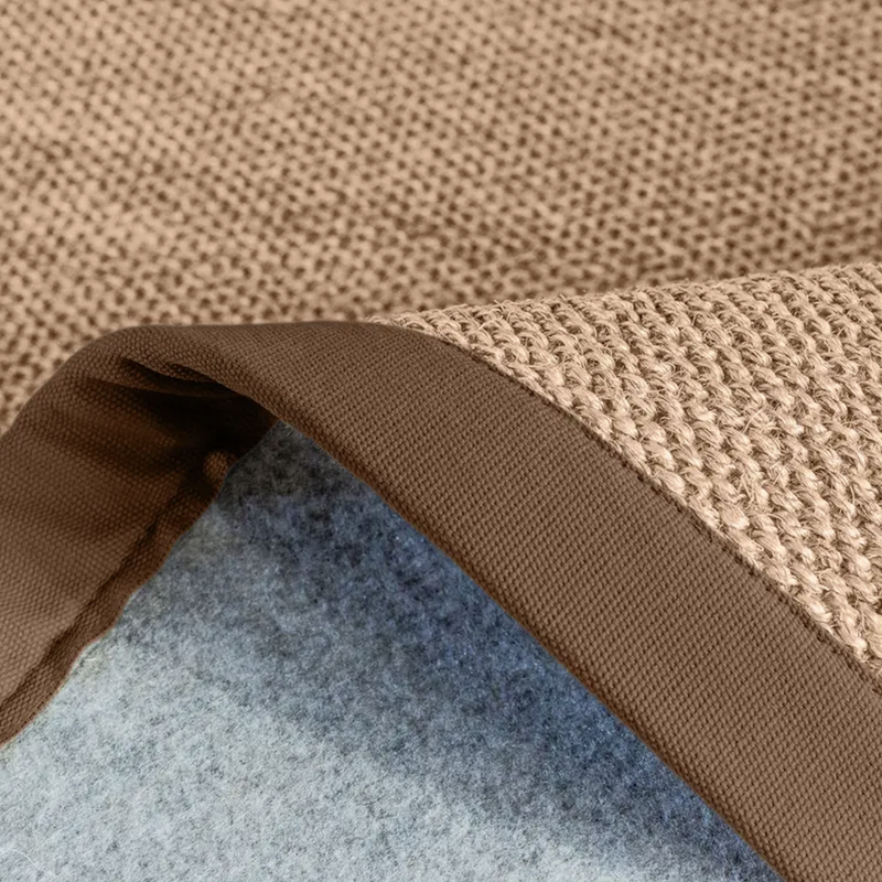 Luisa 22 - Uniek Sisal vloerkleed in Naturel Grijs met taupe band in het Rond