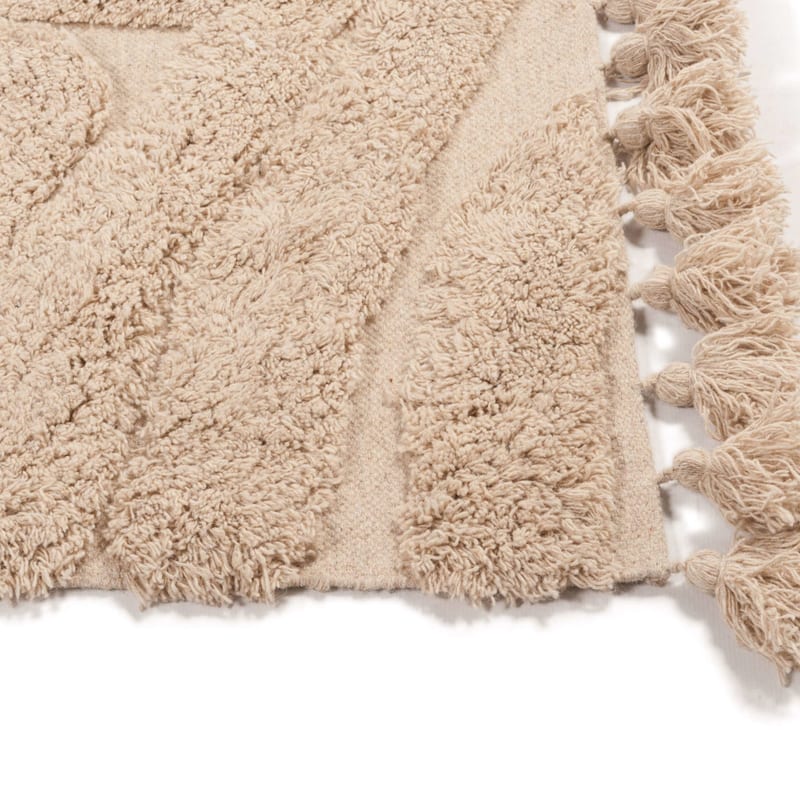 Wallace Waves 13 - Carved wollen vloerkleed in beige kleursamenstelling