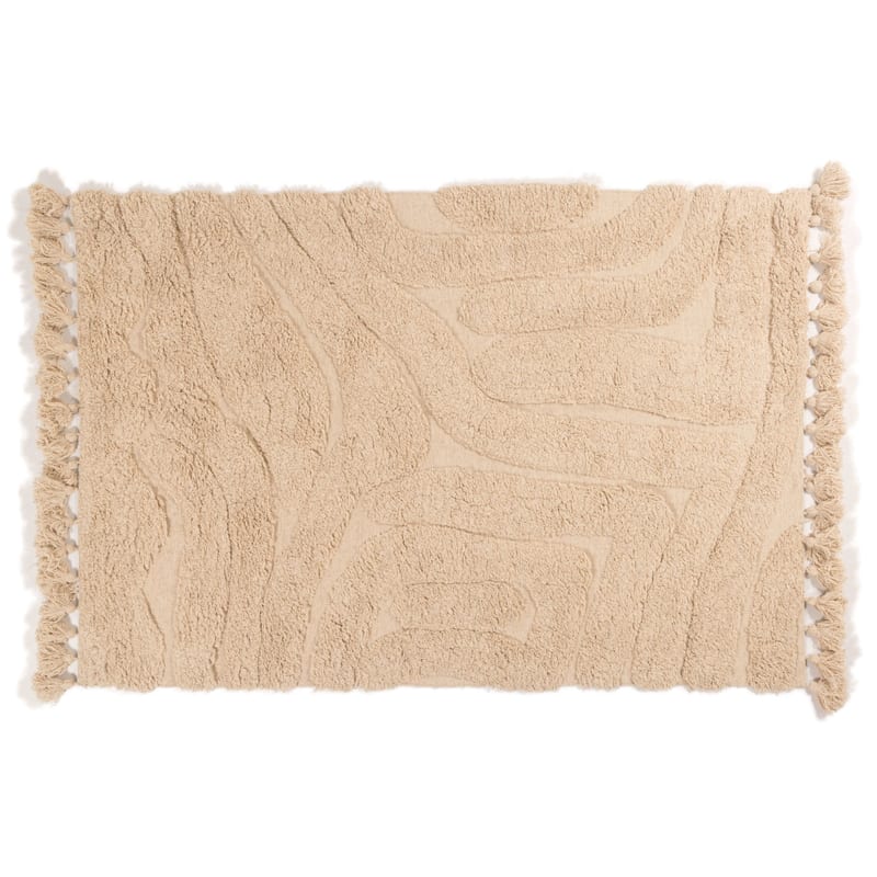 Wallace Waves 13 - Carved wollen vloerkleed in beige kleursamenstelling