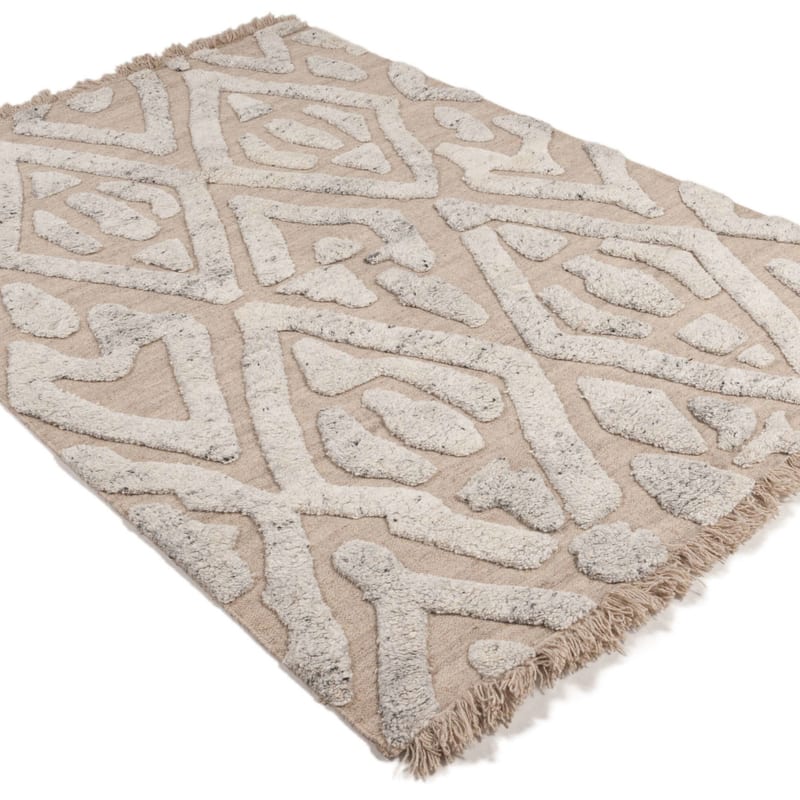The York 13 - Wollen Carved Vloerkleed in Beige Kleursamenstelling