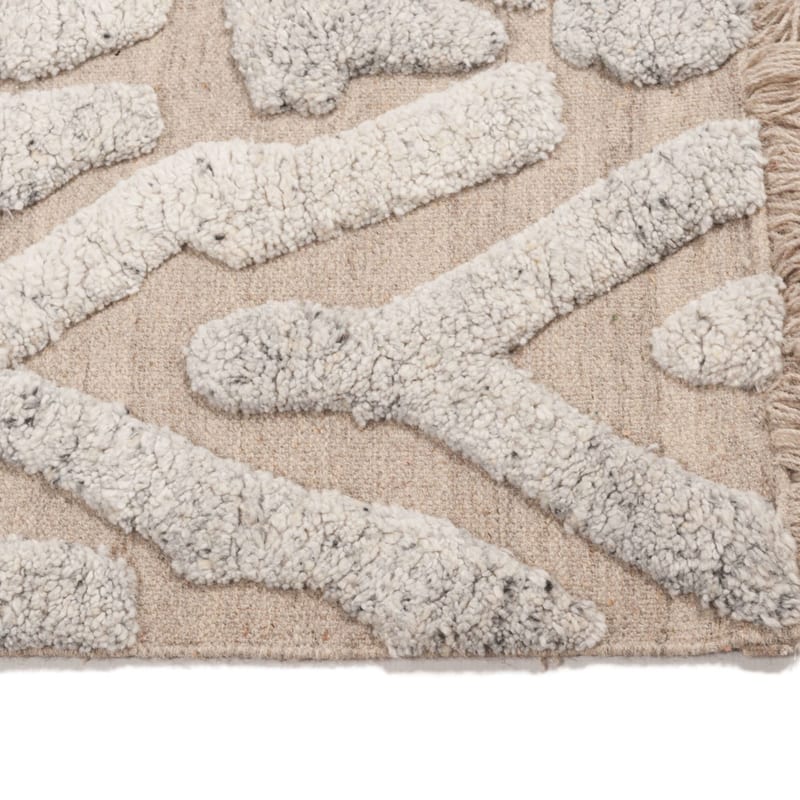 The York 13 - Wollen Carved Vloerkleed in Beige Kleursamenstelling