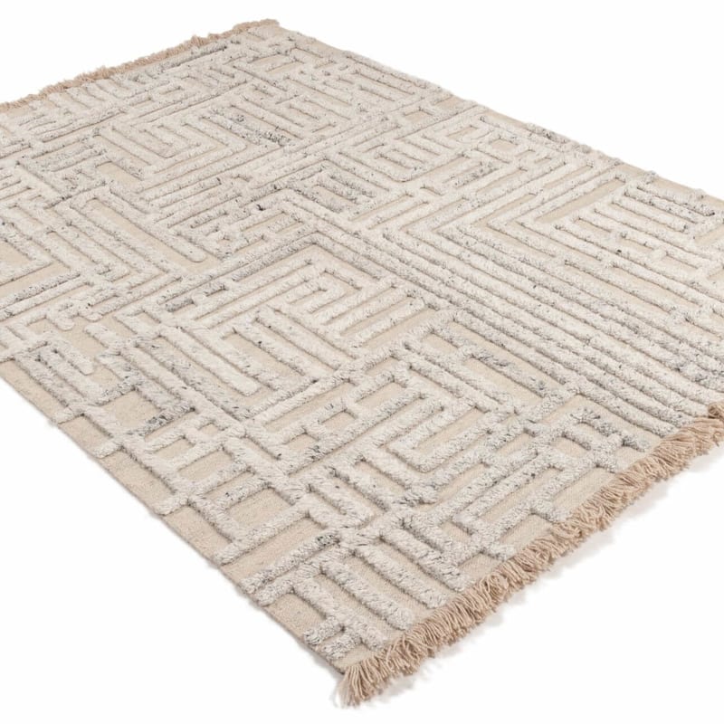 Cecil Crystal 13 - Wollen Carved Vloerkleed in Beige Kleursamenstelling