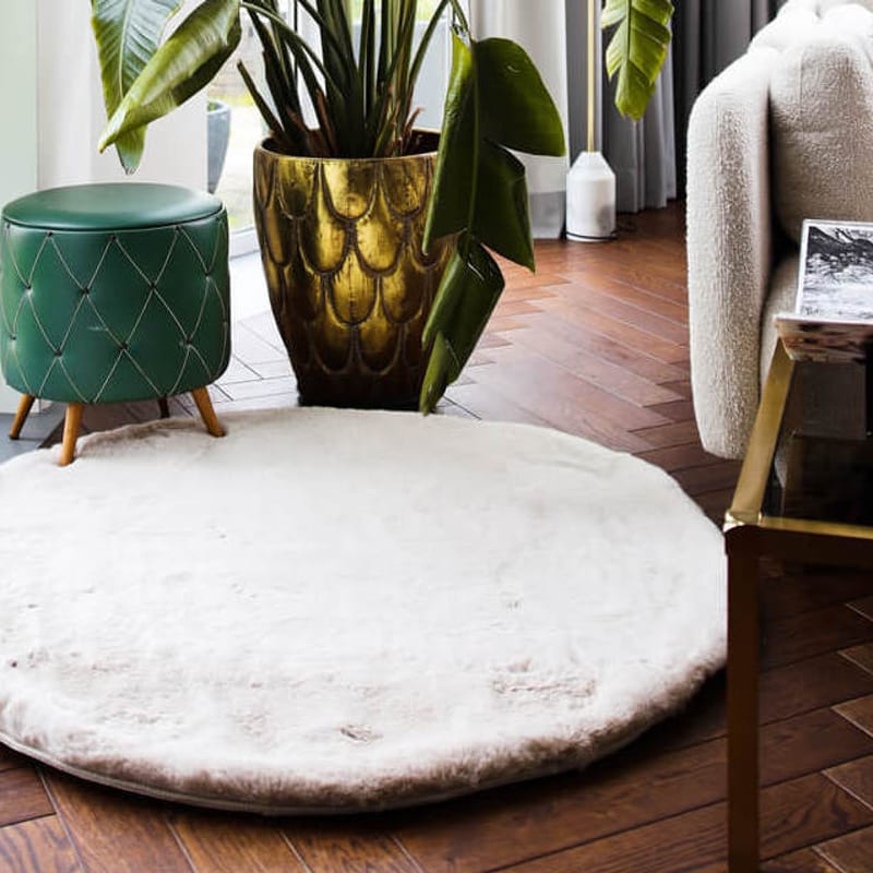 Hampton Soft Cream 12 - Rond hoogpolig vloerkleed