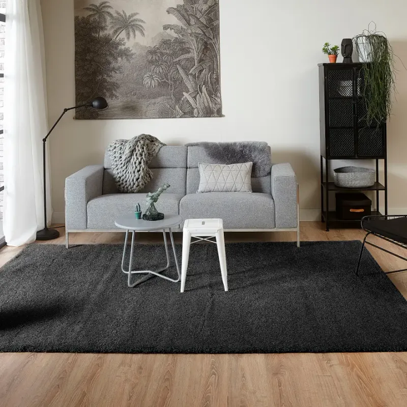 Liv 24 - Hoogpolig vloerkleed in prachtig Zwart