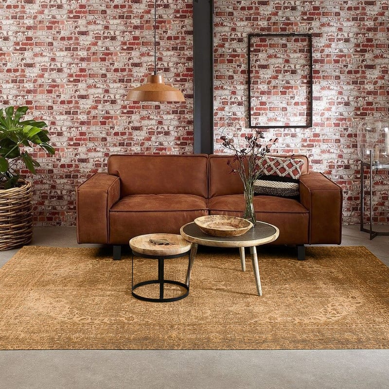 Benson 62 - Uniek vintage vloerkleed in Mosterdgeel