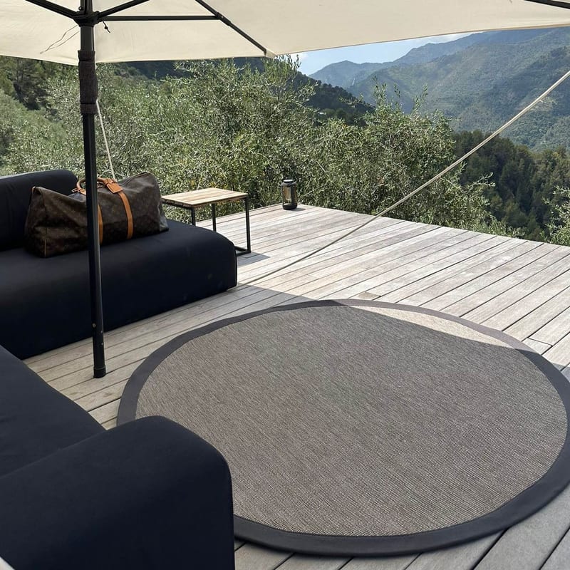 Sisal Outdoor 23 - Rond sisal vloerkleed voor buiten in gemêleerd antraciet/bruin