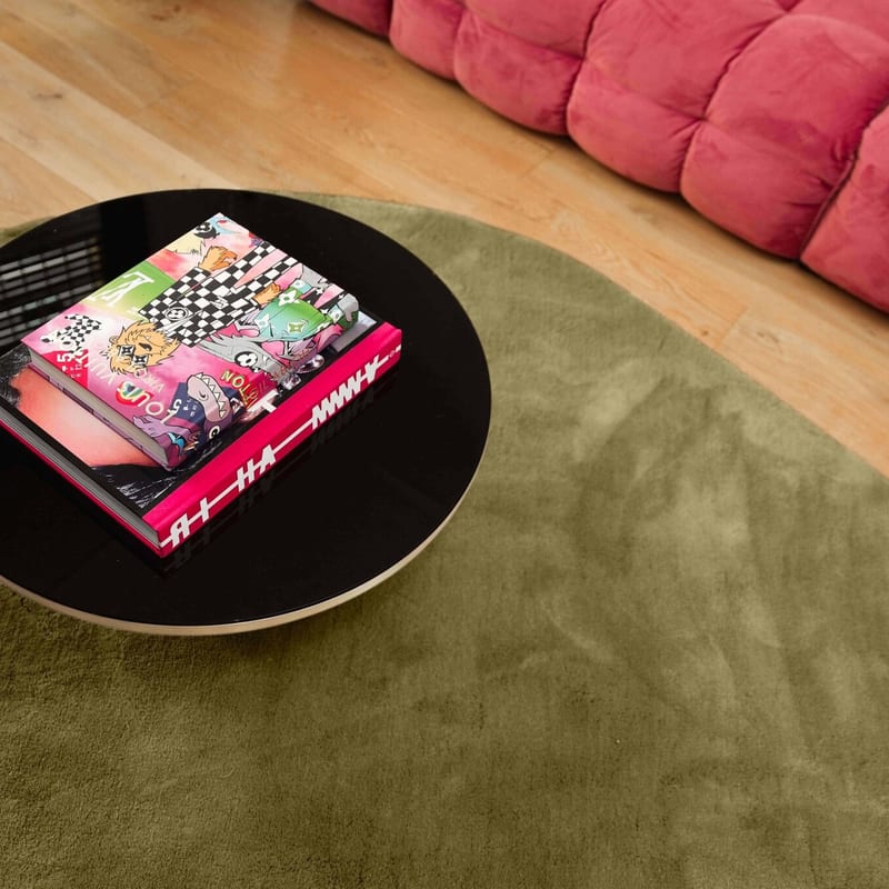 Mystic Drops 54 -  Modern Druppelvormig Hoogpolig vloerkleed in Olive Green