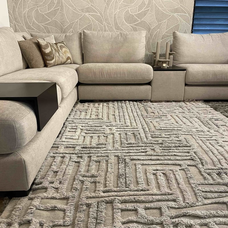 Cecil Crystal 13 - Wollen Carved Vloerkleed in Beige Kleursamenstelling