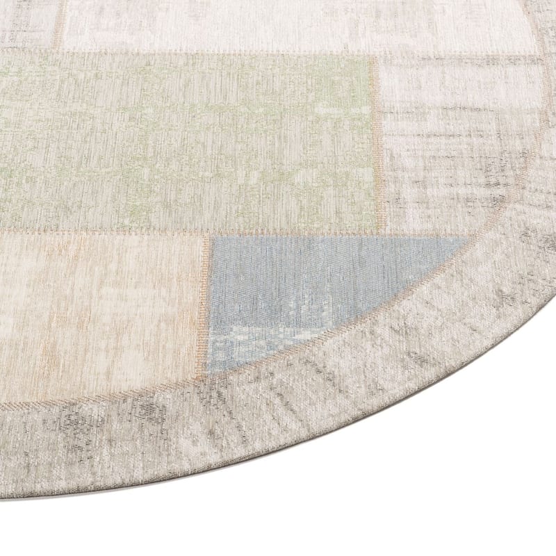 Enzo 92 - Ovaal Vintage patchwork vloerkleed in mix pastel tinten