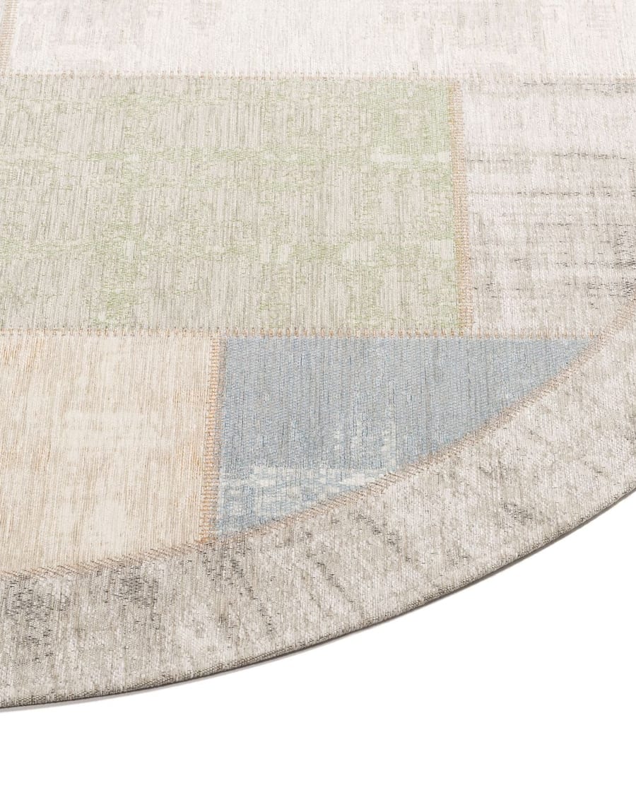 Enzo 92 - Ovaal Vintage patchwork vloerkleed in mix pastel tinten