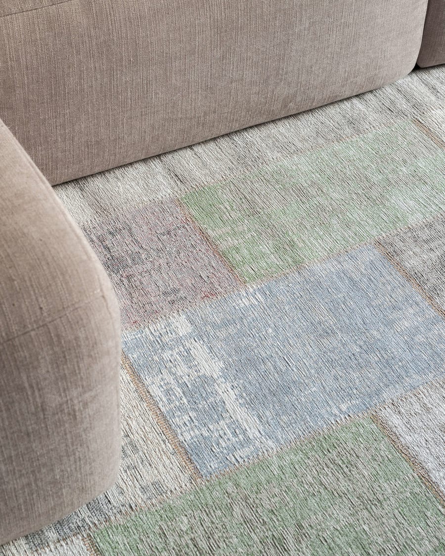 Enzo 92 - Ovaal Vintage patchwork vloerkleed in mix pastel tinten