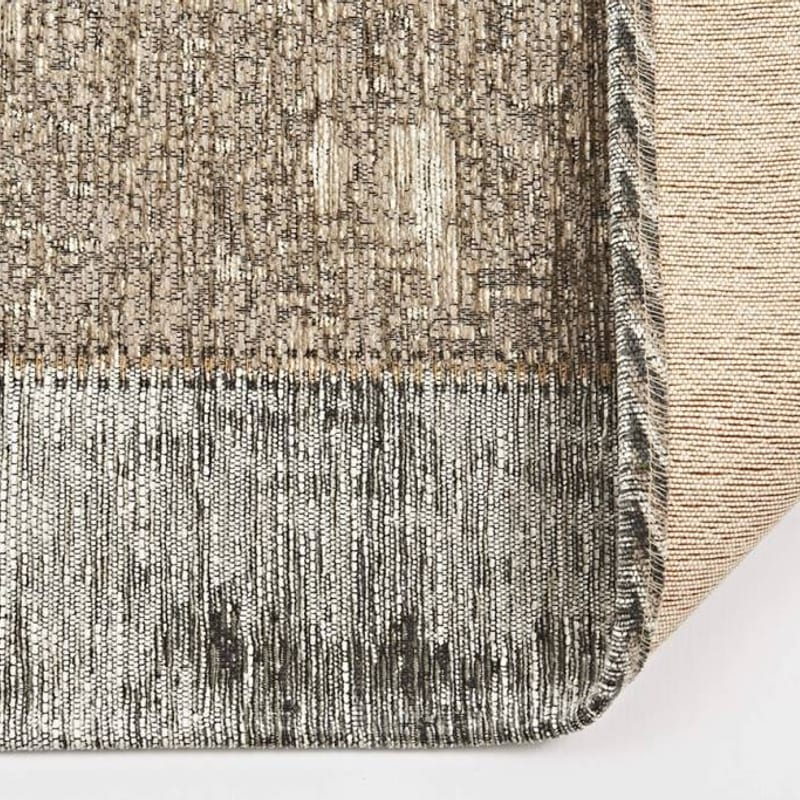 Enzo 16 - Ovaal Vintage patchwork vloerkleed met bruin/grijze garen