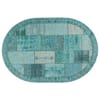 Floorpassion Enzo 33 - Ovaal Vintage patchwork vloerkleed met Turquoise garen Floorpassion Enzo 33 - Ovaal Vintage patchwork vloerkleed met Turquoise garen