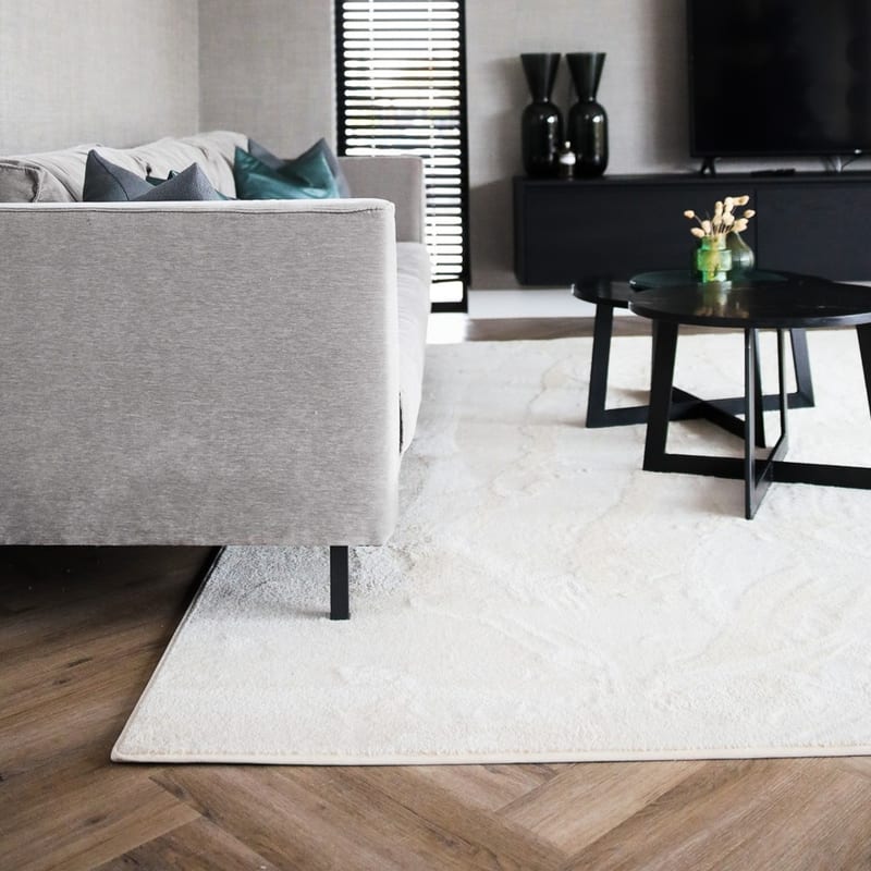 Frisco 11 - Zacht effen vloerkleed in ivory white 