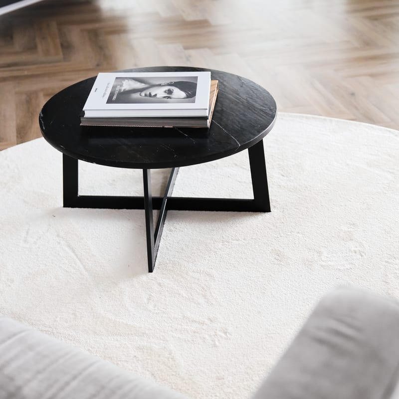 Frisco 11 - Rond effen vloerkleed in ivory white 