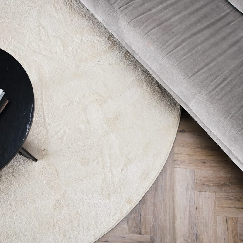 Frisco 11 - Rond effen vloerkleed in ivory white 