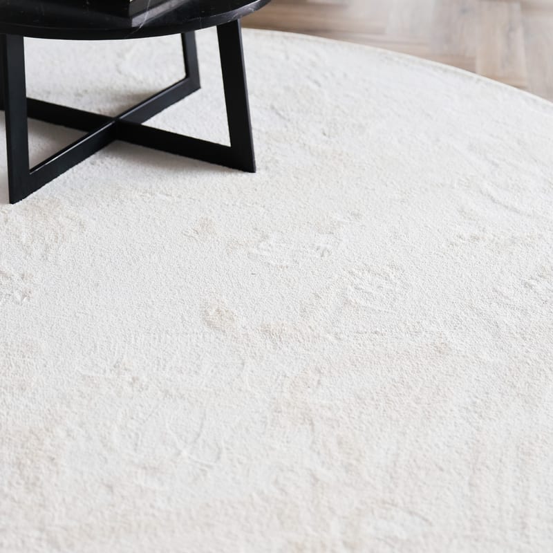 Frisco 11 - Rond effen vloerkleed in ivory white 