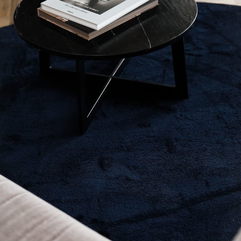 Frisco 35 - Rond effen vloerkleed in dark blue
