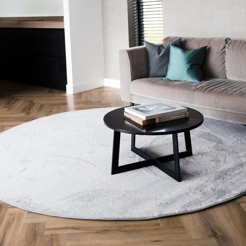 Frisco 21 - Rond effen vloerkleed in chalk grey