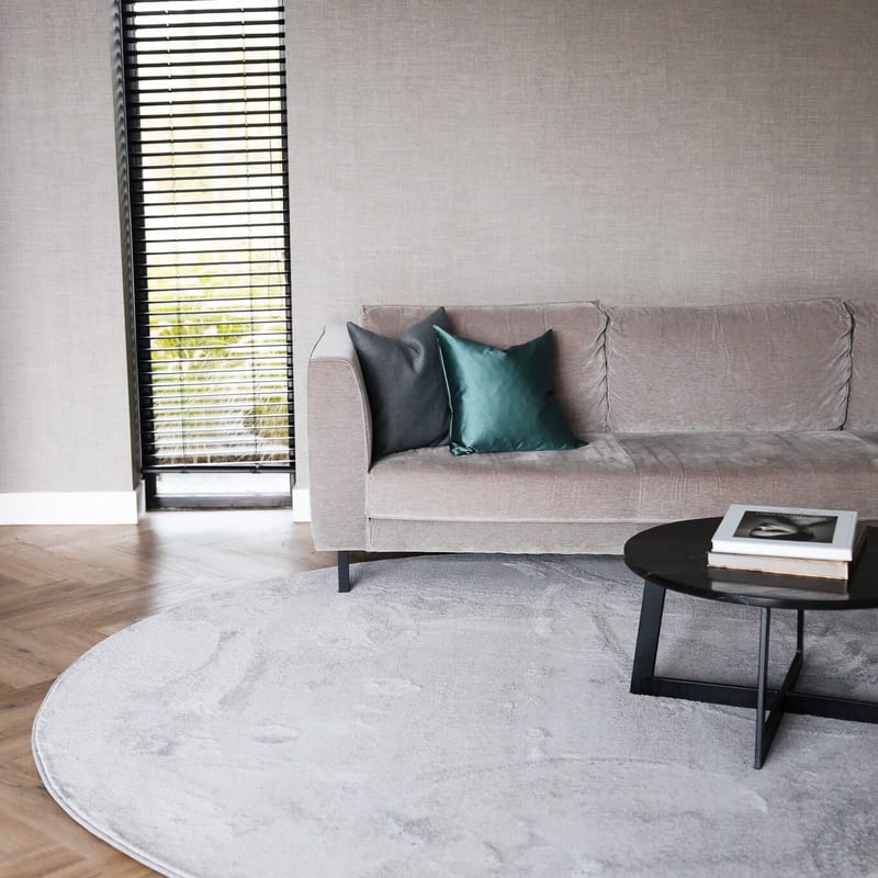 Frisco 21 - Rond effen vloerkleed in chalk grey