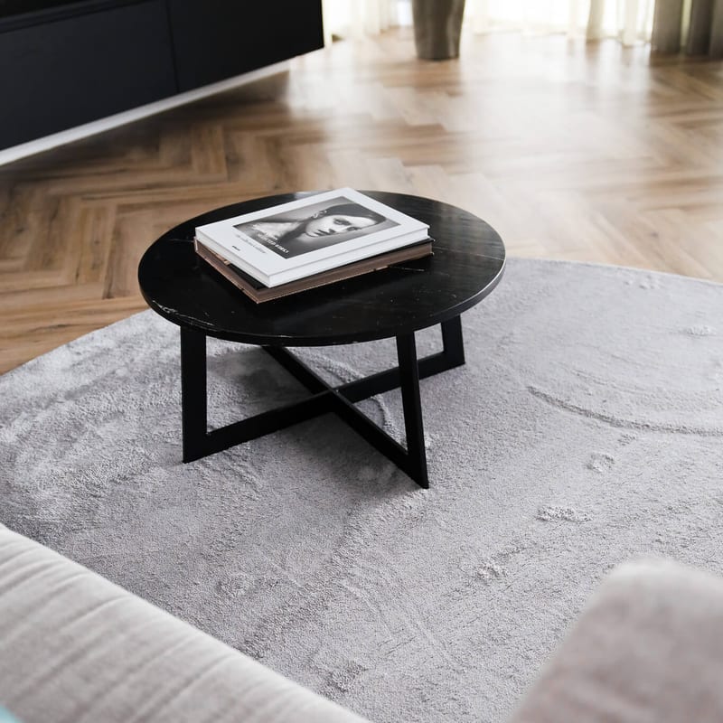 Frisco 21 - Rond effen vloerkleed in chalk grey
