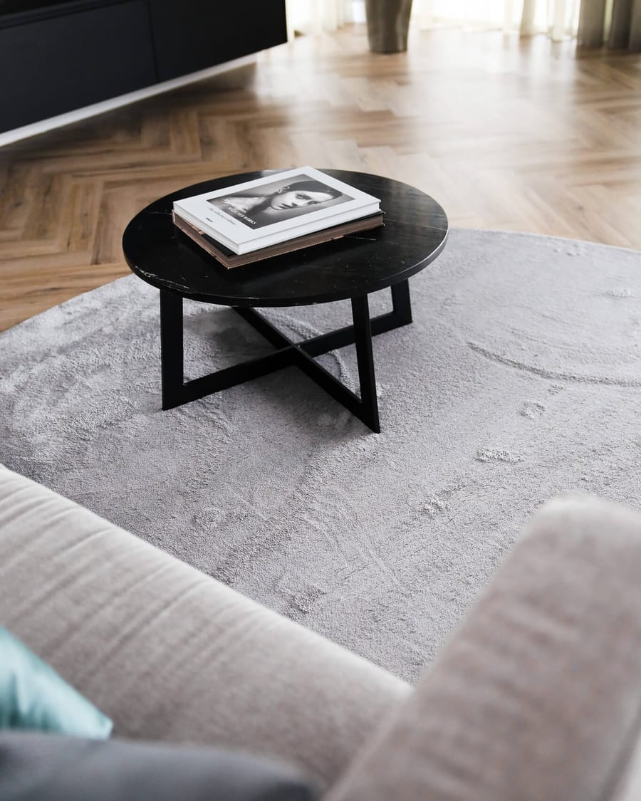 Frisco 21 - Rond effen vloerkleed in chalk grey