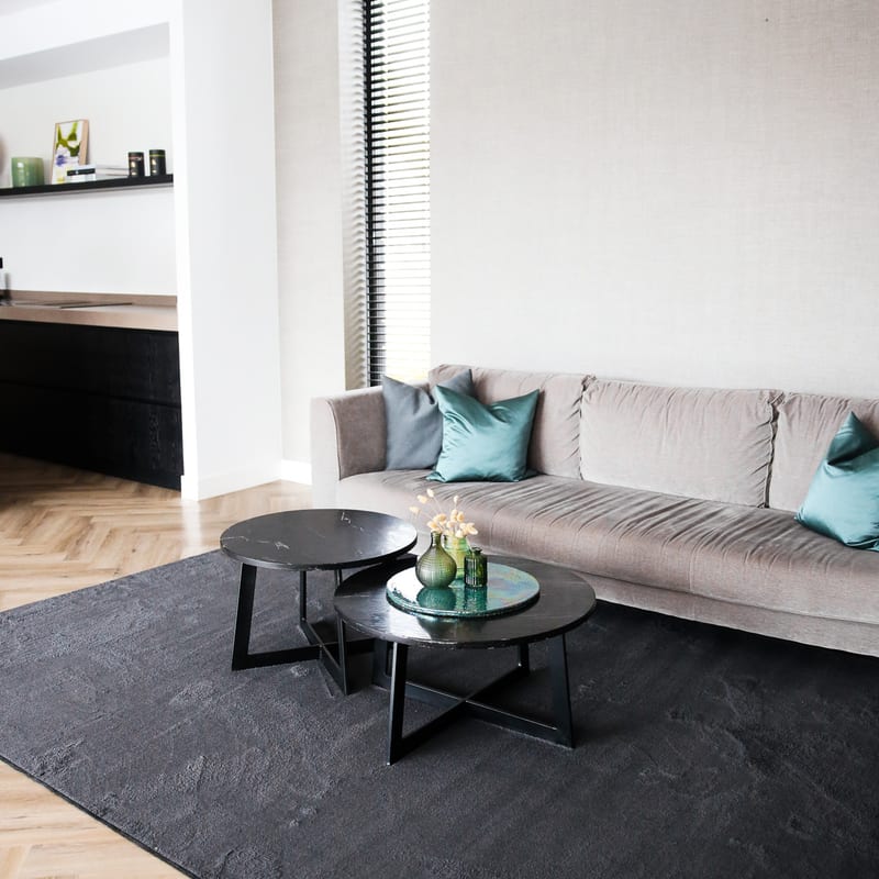 Frisco 25 - Zacht effen vloerkleed in carbon black