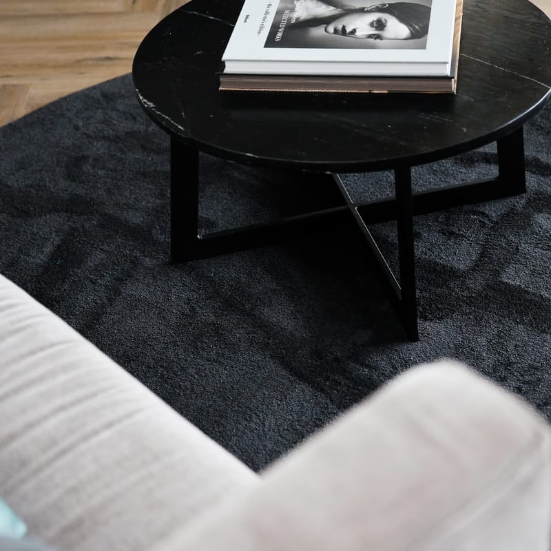 Frisco 25 - Rond effen vloerkleed in carbon black