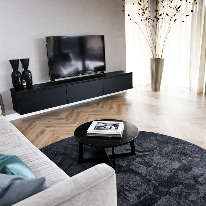 Frisco 25 - Rond effen vloerkleed in carbon black