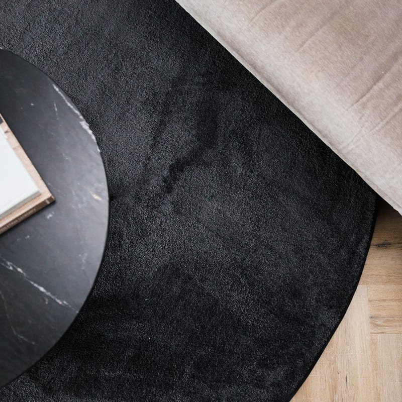 Frisco 25 - Rond effen vloerkleed in carbon black