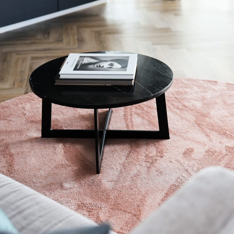 Frisco 41 - Rond effen vloerkleed in soft pink