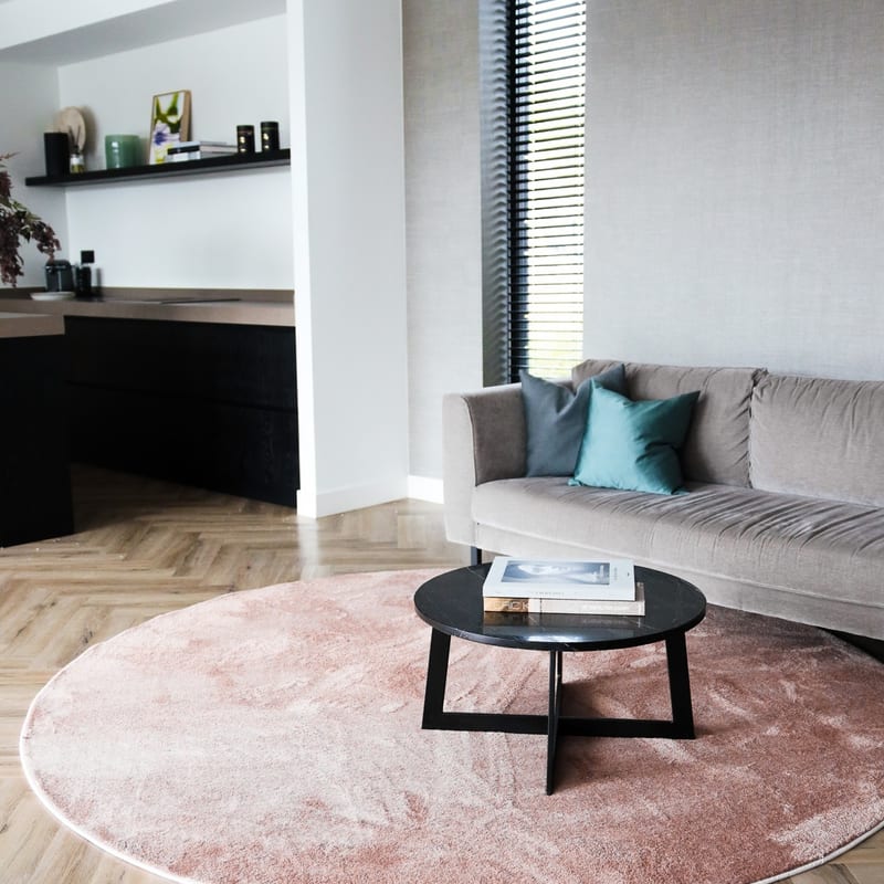 Frisco 41 - Rond effen vloerkleed in soft pink