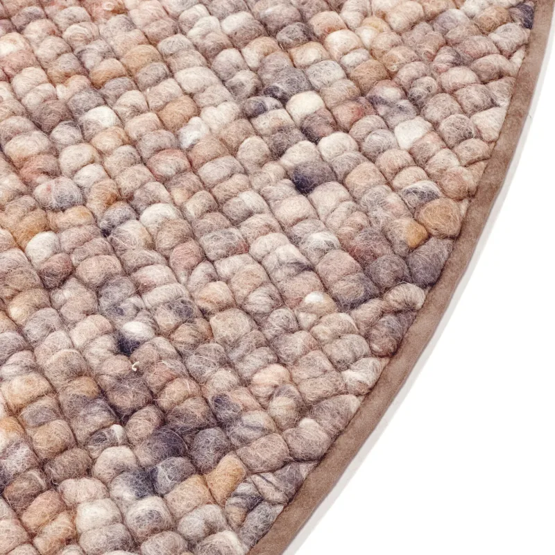 Beach Life 93 - Rond Wollen vloerkleed in Beige/ soft pink