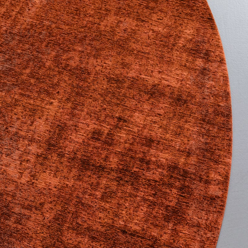 Réal 63 - Rond Vintage vloerkleed in oranje / bruin