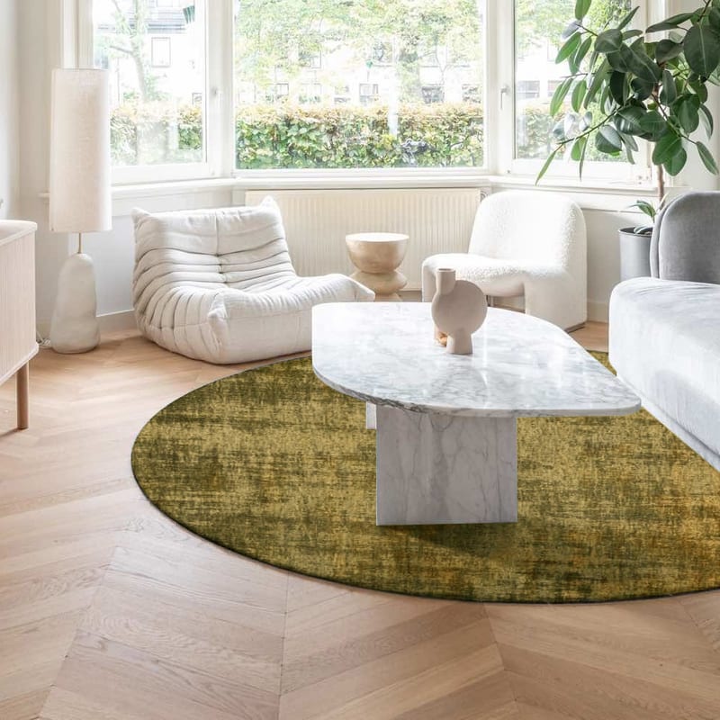 Réal 52 - Rond Vintage Vloerkleed Groen