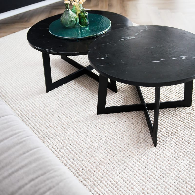 Natural Life 11 Wit - Vloerkleed wollen look met noppenstructuur