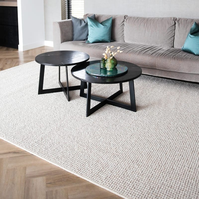 Natural Life 11 Wit - Vloerkleed wollen look met noppenstructuur