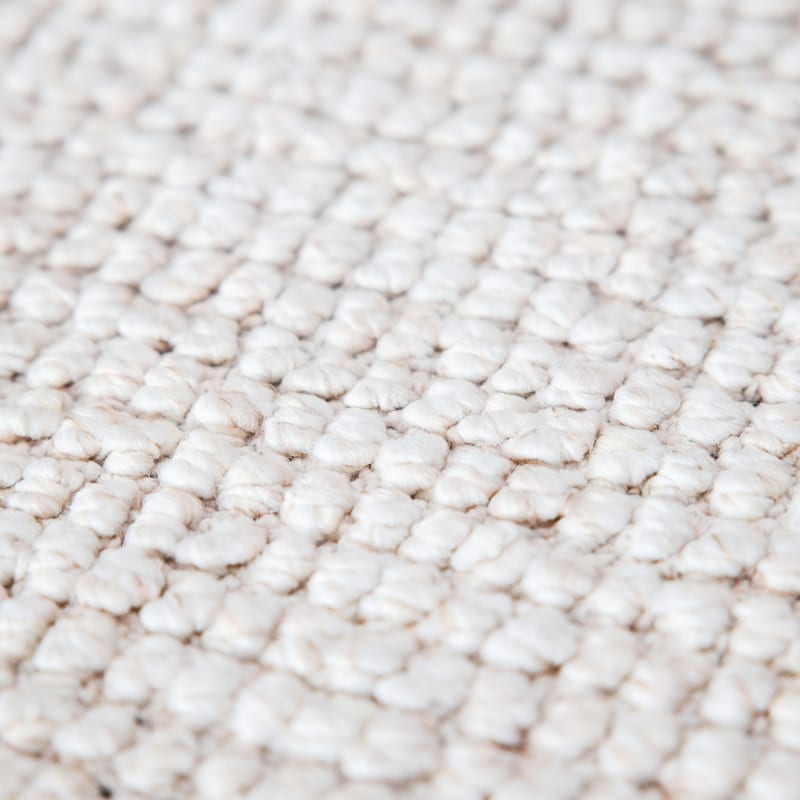 Natural Life 11 Wit - Rond vloerkleed wollen look met noppenstructuur